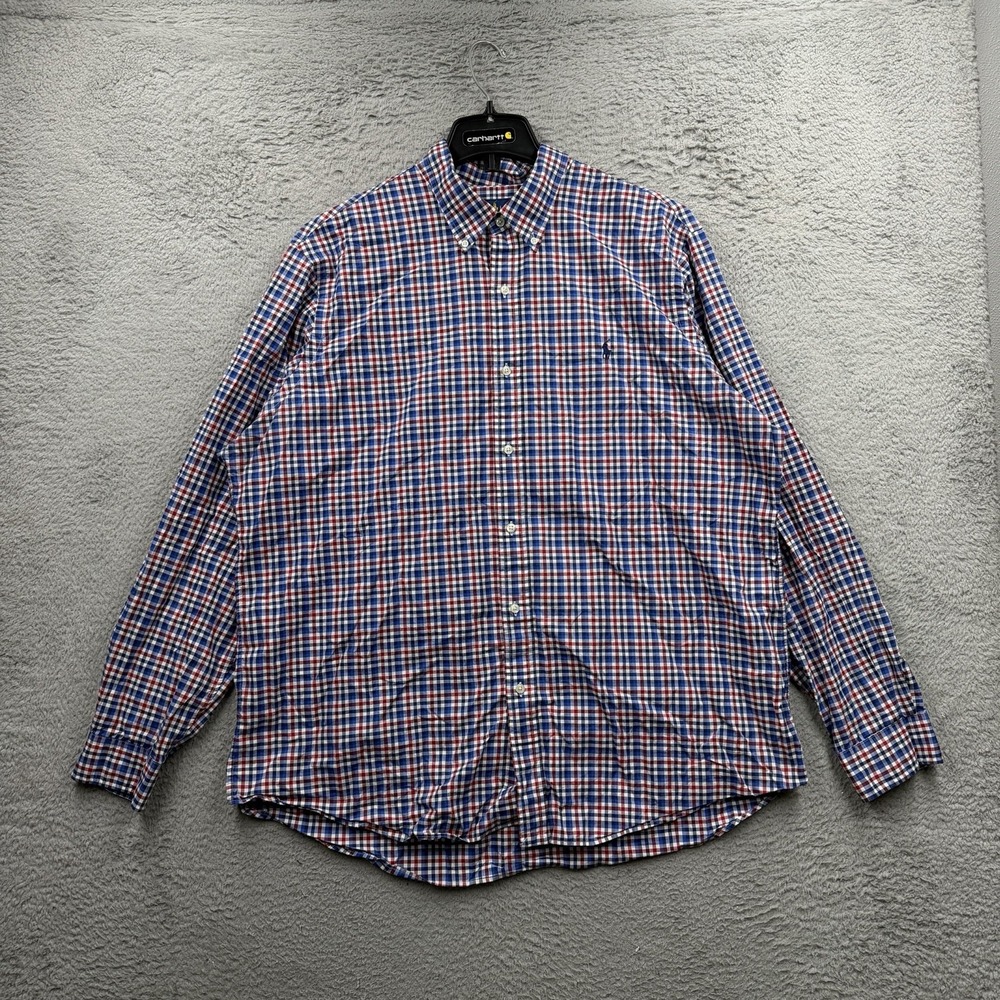 Men Polo Ralph Lauren Classic Fit Performance Dress Shirt Size 2XL XXL Check